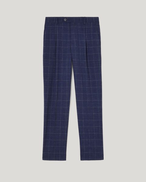 Pleated Slim Stretch Pleated Check Tailored Pant